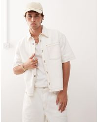 Reclaimed (vintage) - Denim Boxy Shirt Co-ord With Tobacco Stitching - Lyst