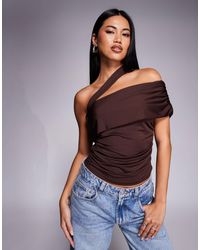 ASOS - Asymmetric One Shoulder Fold Over Off The Shoulder Top - Lyst