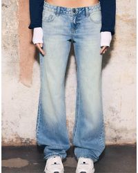 Stradivarius - Denim Jeans Met Rechte Pijpen En Lage Taille - Lyst