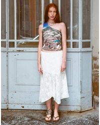 Muse Assembly - Mindy Jacquard Hankerchief Hem Midi Skirt - Lyst