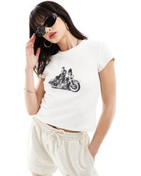 ASOS - T-shirt corta color crema con stampa di elvis presley su licenza - Lyst