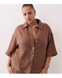 ASOS - Asos Design Curve Callie Beach Cheesecloth Resort Short Sleeve Shirt - Lyst