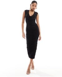 Naked Wardrobe - Ruched Bodycon Midi Dress With Hood - Lyst