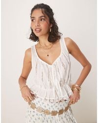 Free People - Alana Lace Insert Boho Tank Top - Lyst