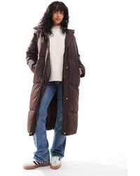 Threadbare - Lange Gewatteerde Jas Met Capuchon - Lyst