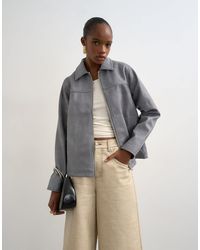 TOPSHOP - Leather Look Cf Zip Jacket - Lyst