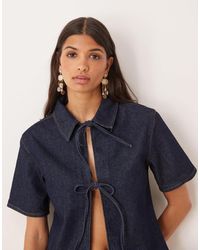 ASOS - – vor gebundenes, kurzärmliges jeans-oberteil - Lyst