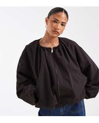 ASOS - Asos Design Petite Cropped Bubble Hem Nylon Bomber Jacket - Lyst