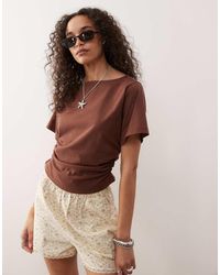 Reclaimed Vintage - Slash Neck Cinched Waist T-shirt With Ruching Detail - Lyst