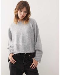 Monki - Gebreide Trui Met Ronde Hals, Geribbelde Manchetten En Zoomdetail - Lyst