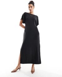 & Other Stories - Vestido Midi Con Cuello Barco Y Abertura Hasta El Muslo De Punto Lux De - Lyst