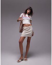 TOPSHOP - Knitted Crochet Trim Mini Skirt - Lyst