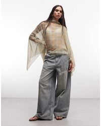 Reclaimed Vintage - Sheer Chiffon Printed Check Cape With Scarf - Lyst