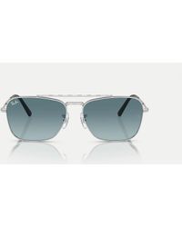 Ray-Ban - Gafas De Sol Plateadas Cuadradas Con Lentes Azules New Caravan De - Lyst