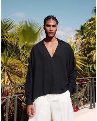 ASOS - Boxy Oversized Overhead Textured Linen Blend Shirt - Lyst