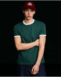 Bershka - Short Sleeve Contrast Rib T-shirt - Lyst