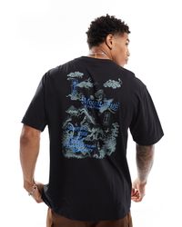 Only & Sons - Camiseta azul marino oscuro extragrande con estampado del monte fuji en la espalda - Lyst