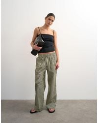 TOPSHOP - Poplin Stripe Wide Leg Pull On Trouser - Lyst