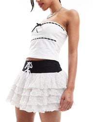 Minga - London Lace-up Belted Frill Mini Rara Skirt - Lyst