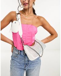 Steve Madden Terra quilted cross-body bag with chain in light pink