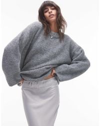 TOPSHOP - Knit Boxy Fluffy Crew Oversized Sweater - Lyst