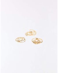 Bershka - Set Van 9 Ringen Met Strass-Streentjes - Lyst