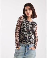 ONLY - Long Sleeve Mesh Top - Lyst