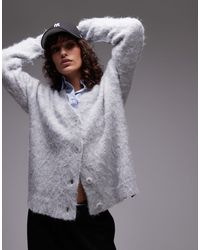 TOPSHOP - Knitted Ultra Fluffy Oversized Cardigan - Lyst