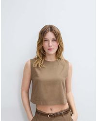 Stradivarius - Racerback Top With Linen - Lyst