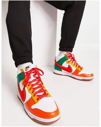 Nike - Dunk - sneakers alte rétro bianche, verdi e rosse con logo - Lyst