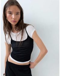 ASOS - Short Sleeve Tee With Cami Overlay - Lyst