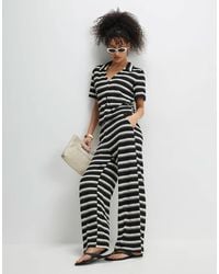 River Island - Striped Crochet Wide Leg Trousers - Lyst
