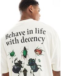 ASOS - T-shirt oversize à imprimé insectes au dos - blanc cassé - Lyst