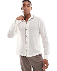 ASOS - Camisa Blanca Holgada Con Cuello De Solapas Y Pespuntes Sobrehilados En Contraste De - Lyst