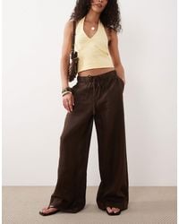 Mango - 100% Linen Button Detail Straight Trouser - Lyst