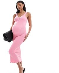 Mama.licious - Mamalicious Maternity Textured Support Tank Midi Dress With Lettuce Edge - Lyst