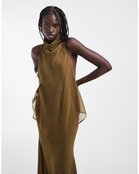 ASOS - Chiffon High Neck Double Layer Maxi Dress - Lyst