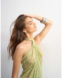 TOPSHOP - Knot Halter Top With Pleated Fabric - Lyst