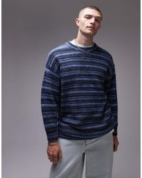 TOPMAN - Relaxed Fit Fluffy Stripe Jumper - Lyst