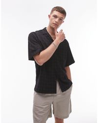 TOPMAN - Short Sleeve Textured Grid Shirt - Lyst