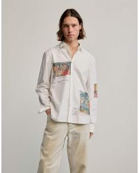 Desigual - Camisa Blanca Con Estampado De Gaugin - Lyst