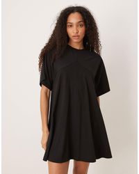 ASOS - T Shirt Swing Dress With Fringe Back Detail - Lyst