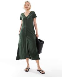 Superdry - Robe mi-longue boutonnée à manches courtes en jersey - Lyst