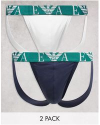 Emporio Armani - Bodywear - Set Van 2 Jockstraps Met Opvallend Logo - Lyst