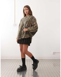 Noisy May - Oversized Collarless Teddy Jacket - Lyst