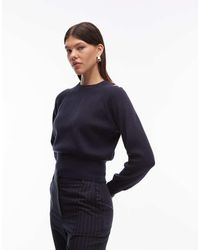 ASOS - Knitted Crew Neck Jumper With Waisted Detail - Lyst