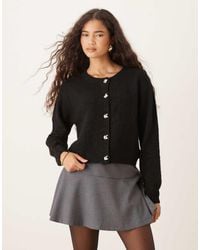 Brave Soul - Crew Neck Cardigan With Contrast Buttons - Lyst