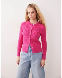 Polo Ralph Lauren - Icon Logo Cotton Cable Knit Cardigan - Lyst