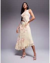 Love Triangle - Asymmetric Spliced Floral Lace Midi Skirt - Lyst