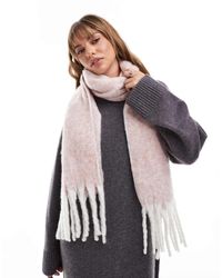ASOS - Bufanda Blanca Y En Dos Tonos Con Flecos De Tejido Cepillado De - Lyst